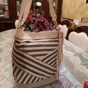 TOMS Navy Striped Mixed Pathway Bucket Purse